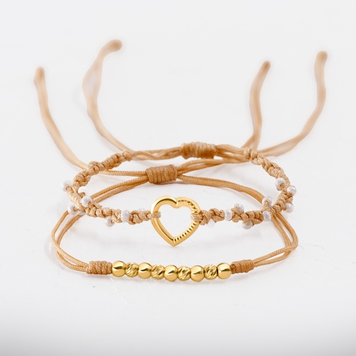 SET PULSERAS CORAZÓN DORADO
